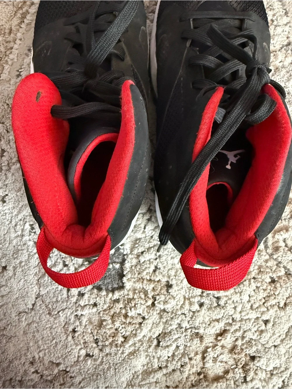Jordan Black and Red Mid-High Basketball Sneakers